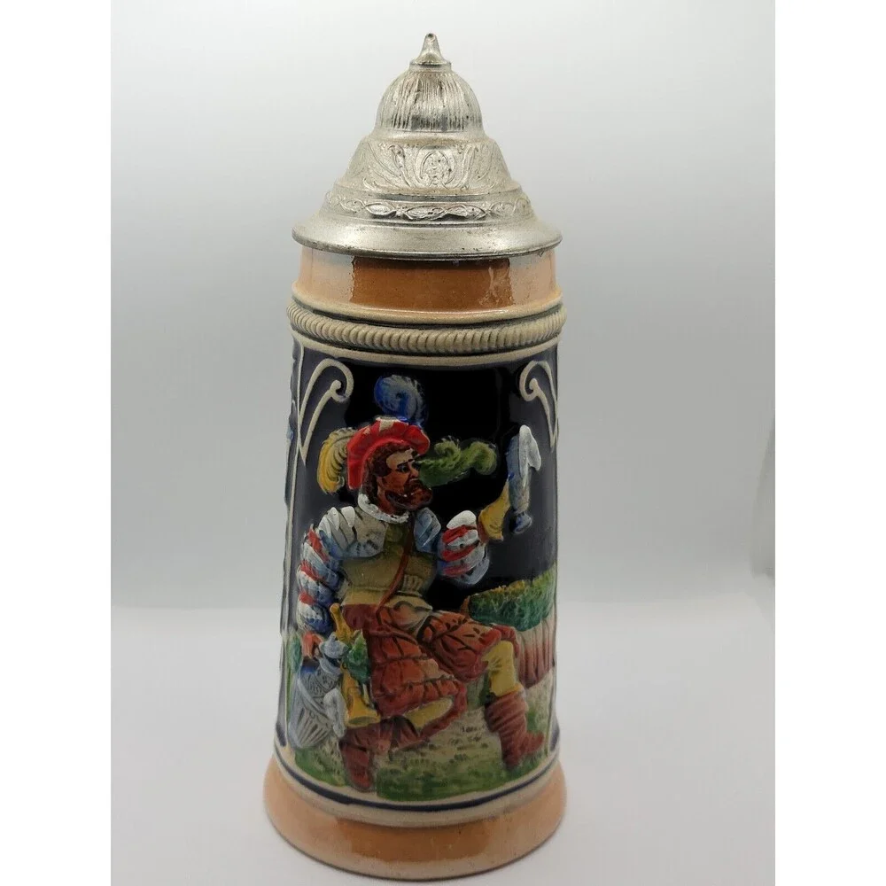Vintage West German Randarbeit  Beer Stein with Pewter Lid